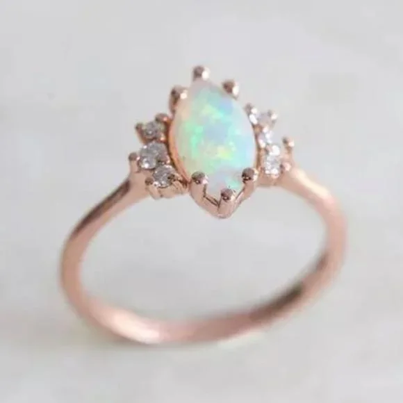 NEW 18K ROSE GOLD OPAL RING, CUTE RING, SHINY RING. - Picture 5 of 6